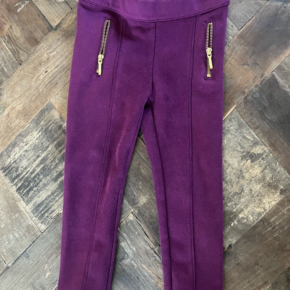 Janie and Jack Purple Suede Leggings with Zipper Accents size 3